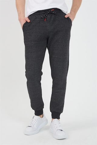 MMetalic Erkek Siyah Içi Polarlı Slim Fit Paça Lastikli Jogger Eşofman Altı 001