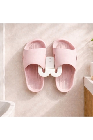 Terlik Askılığı Duvara Yapışan Banyo Terlik Tutucu Delmeden Montaj Çok Renkli Beyaz