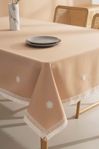 Silvio Somon Güpür Çiçekli Masa Örtüsü 160x220 Cm Somon