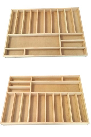 Ayfiwood 65x45 Cm. Doğal Ahşap Kaşıklık Kepçelik Mutfak Çekmece İçi Organizer