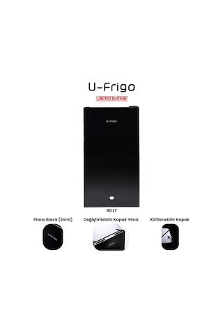 U-frigo 90 Lt 12-24v Marin/karavan Kompresörlü Buzdolabı Temperli Cam Kapak Limited Edition Siyah