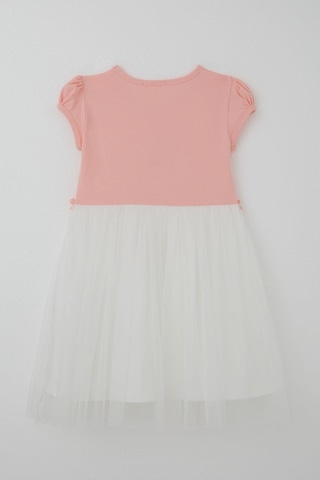 Breeze Kız Çocuk Elbise Sevimli Flamingo Nakışlı Tüllü 4-8 Yaş, Somon SOMON