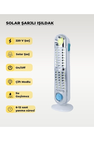 60w Solar / 220v Şarjlı Işıldak - Askı Aparatlı Ve Ayaklı - Su Geçirmez 1 Adet