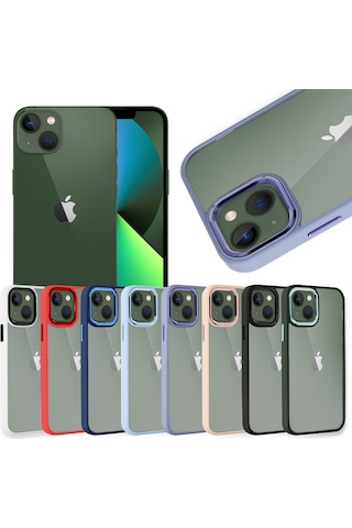 Apple Uyumlu iPhone 13 Kılıf Luna Lens Kamera Çerçeveli Silikon Kapak