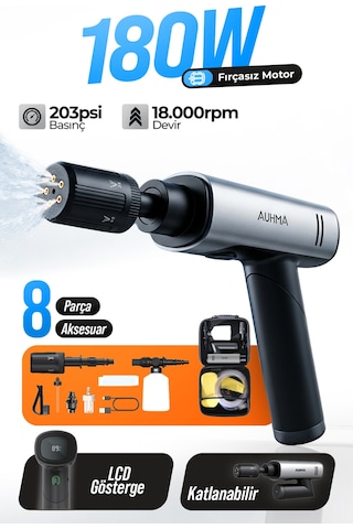 Acr-09 180w Fırçasız Şarjlı Basınçlı Yıkama Makinesi Katlanabilir Kablosuz Oto Yıkama Tabanc