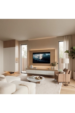 Purelıne Ledli Duvar Tv Ünitesi 140 Cm Meşe Beyaz Beyaz-meşe 160 Cm