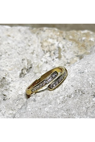 Zarif Sarmalı Zirkon Taşlı Gold Yüzük Çok Renkli