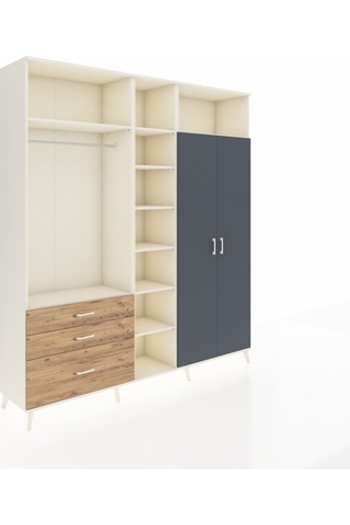 Hyperion Dolap 10 Raflı 3 Çekmeceli 2 Askılı 220x44x243 Aytaşı-antrasit/çam Antrasıt/atlas Çam