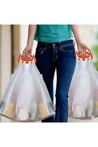 Buffer Ergonomik Poşet Taşıma Aparatı Ağır Yük Taşıyıcı Tutacak, Elden Kesme Yapmayan Kolay Taşıma Kancası, Market Ve Turuncu