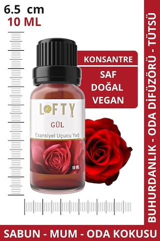 Lofty Gül Bahçe Gülü Amber Doğal Uçucu Yağ Saf Buhurdanlık Esansı Oda Kokusu 10 ML
