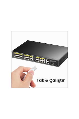 Cudy FS1026PS1 300 W Poe+ 24 Port 10/100 Mbps+ 2 Port 10/100/1000 Mbps Gigabit+1 Port Sfp Switch