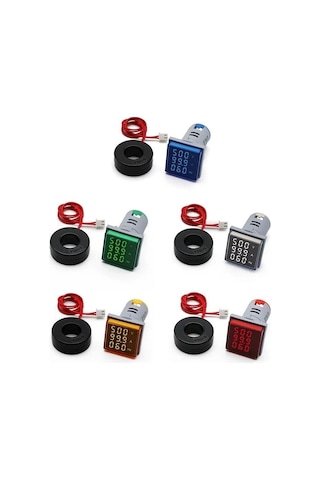 Dijital Voltmetre /ampermetre / Hertz Metre 22mm Kare Yeşil 20-500v/0-100a/0-99hz