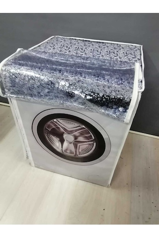 Damla Desenli Fermuarlı Çamaşır Ve Kurutma Makinesi Örtüsü Mavi