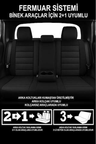 Oniks Serisi Tay Tüyü Oto Koltuk Kılıfı- Dacia Sandero-stepway-duster Uyumlu Siyah