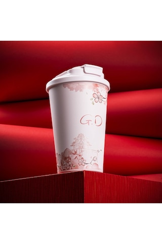 Tnt-8695835414065-gınger Kfy-zs001pskr0-kake Pem Sakura Desenli Paslanmaz Çelik Termos Bardak 380ml Pembe