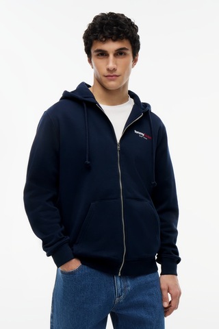 Tommy Hilfiger Tjm Reg Dna Backprınt Fz Hd Erkek Mavi Sweatshirt - Dm0dm23404