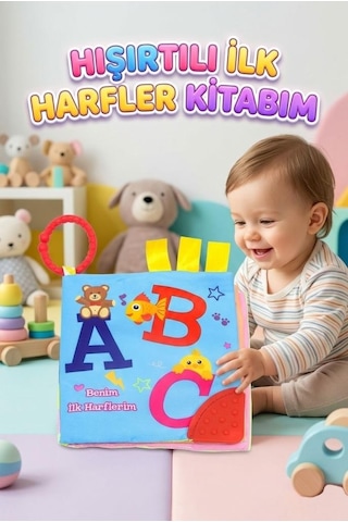 Babycim İlk Harfler Diş Kaşıyıcılı Hışırtı Sesli Alfabe Ve Resimli Sayfalı Eğitici Oyuncak