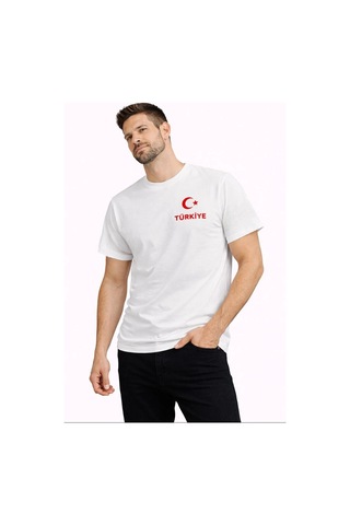 Novalisse Erkek Türkiye Ay Yıldız Baskılı Taraftar Forma T-shirt - Beyaz Çoklu Renk