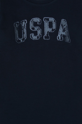 U.S. Polo Assn. Kız Çocuk Lacivert Payet İşlemeli Sweat Örme Elbise 50315624-VR033