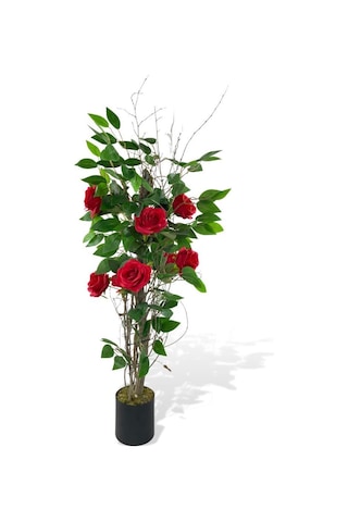 Yapay Ağaç Kırmızı Gül Ağacı 90cm Doğal Salex Dallı gülağacı90cm