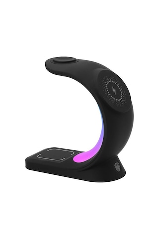 S-link Sl-cw20 Telefon, Saat, Kulaklık Uyumlu 15w Siyah Rgb Kablosuz Şarj Cihazı