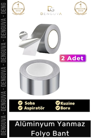 Suya Sıcaklığa Dayanıklı Tamir Soba Boru Yama Alüminyum Yanmaz Folyo Bant 45mm - 5mt - 2 Adet