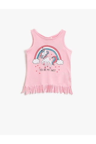 Koton Baskılı Atlet Pamuklu Püsküllü Pembe 1ymg39264ok