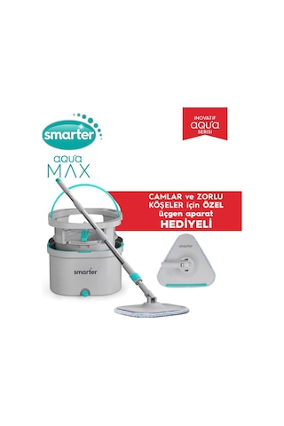 Smarter Aqua Max Ve Üçgen Aparat Temiz & Kirli Suyu Ayırma Temizlik Seti Mop Paspas Cam Sileceği
