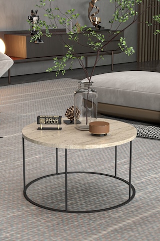 Northcity Terra Yuvarlak Orta Sehpa Bej 70 Cm
