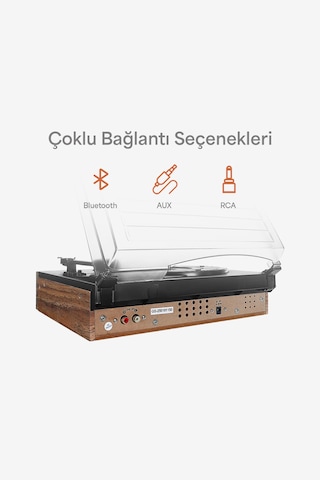 Doob Audio Db-9191 Rustik Dahili Hoparlörlü Bluetoothlu Ahşap Pikap