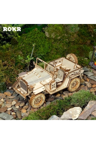 Rokr Mc701 Asker Ordu Arabası Army Field Car Dıy Minyatür Maket Model Seti Ahşap 3d Wooden Puzzle 3d Model Kit Detaylı Dekoratif Hobi Seti Ahşap Maket