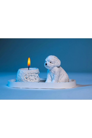 Sevimli Köpek Dekoratif Mumluk Set Beyaz