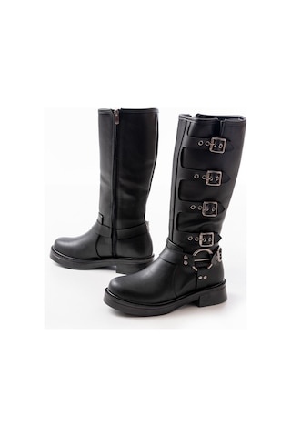 02-346 Siyah Düz Topuklu Günlük Bayan Binici Çizme Resimdeki Renk
