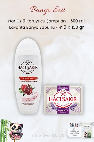 Hacı Şakir Nar 2si 1 Arada Şampuan 500 Ml, Lavanta Kokulu Banyo Sabunu 4 X 150 Gr Ve Rosıe