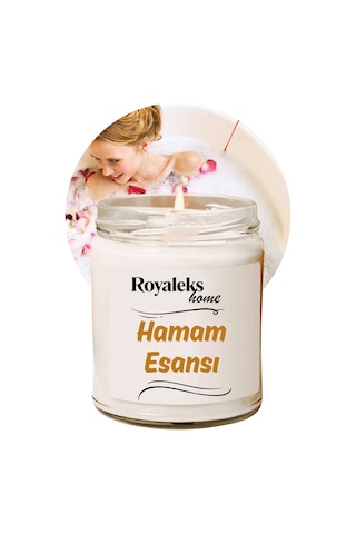 Doğal Özel Seri Kokulu Dekoratif Kavanoz Mum 210 Cc - Hamam Esansı - Ryl Çok Renkli
