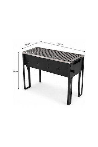 Mand Ayaklı Mangal & Barbekü - 55x30 Cm Yükseklik 45 Cm Siyah