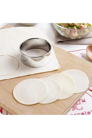 Dofolink 3'lü Paslanmaz Çelik Hamur Kesici Kalıbı - Salata, Jöle, Manti Ve Pastane Hamuru Şekillendirici 7.5cm, 6.5cm, 5.5cm Gümüş