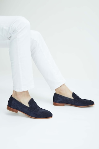 Tamer Tanca Erkek Hakiki Deri Lacivert Süet Loafer Ayakkabı 183 27305 Erk Ayk Sk23/24 Lacı Suet Lacivert