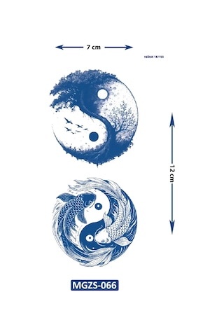 Ağaç Balık Ying Yang Geçici Dövme Yarı Kalıcı Aylık Yapıştırma Dövme
