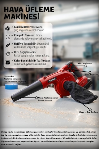 Assur ASR843 21V Çift Akü Hava Üfleme Kırmızı