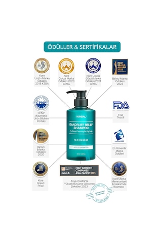 Kepek Karşıtı Bakım Şampuanı %68.5 Daha Az Kepek Kundal Dandruff Shampoo 500ml Apple Green Tea