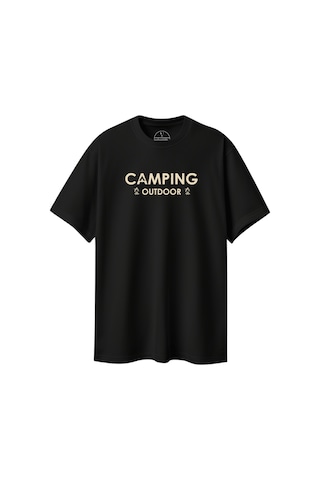 Velvoria Unisex Oversize Siyah Camping T-shirt
