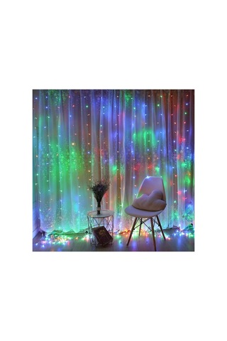8 Fonksiyonlu 2 Metre 200 Led 10 Saçak Rgb Led Perde Aydınlatma Beyaz