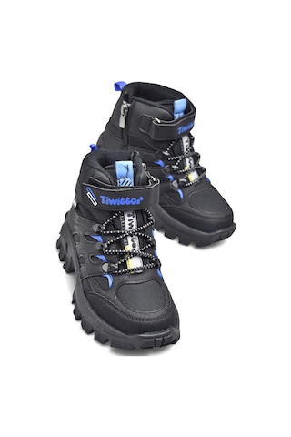 Twittoys 390u Ortopedik Taban Lastikli Cırtlı Kız Çocuk Bot Erkek Çocuk Bot Unisex Çocuk Bot Siyah-sax