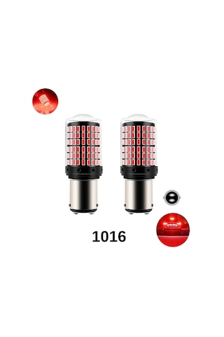 Carub Ampul 12v 1016 144 Led Şeffaf Oto Geri Vites Ampulü Fren Stop Lambası Kırmızı Br0404031