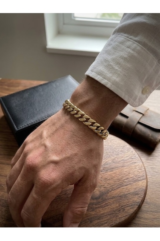 Erkek 12 Mm Çelik Bileklik Gold
