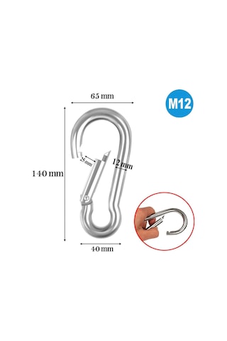 Badem10 Karabina 12 Mm Yaylı Kanca Paslanmaz Çelik Kilit Olta Dağcılık Kamp Malzemeleri Salıncak Anahtar Askı Kil