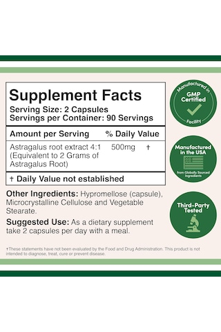 Double Wood Immune Boosting Astragalus 500mg 180 Caps