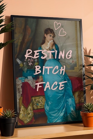 Auguste Toulmouche The Letter Çerçeveli Tablo Resting Bitch Face Arkadaşa Komik Hediye Altered Art