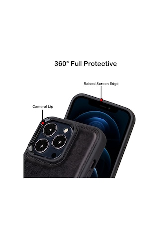 Apple Uyumlu iPhone Bouletta 15 Pro Max Deri Arka Kapak Rst1 Siyah